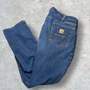 Carhartt Straight Fit Blue Jeans Men’s 40x30 Medium Wash Workwear Distressed